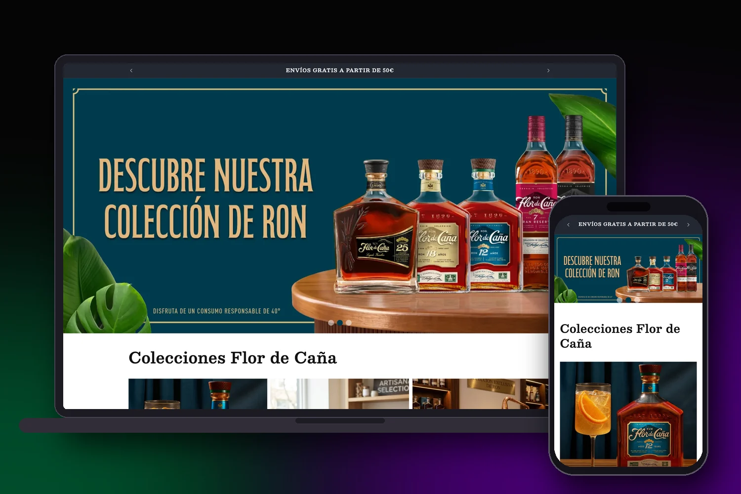 Flor de Caña: tienda online en escritorio y celular